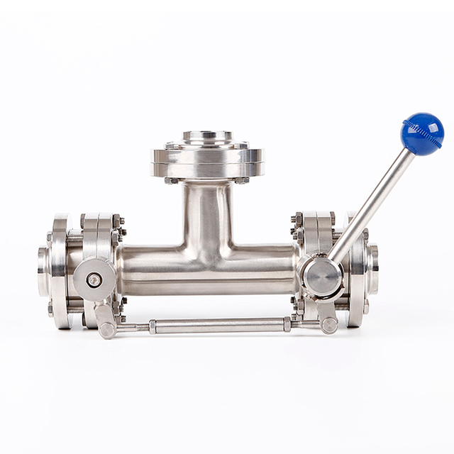 180 degree three way butterfly valve sanitary stainless steel 3 way valve