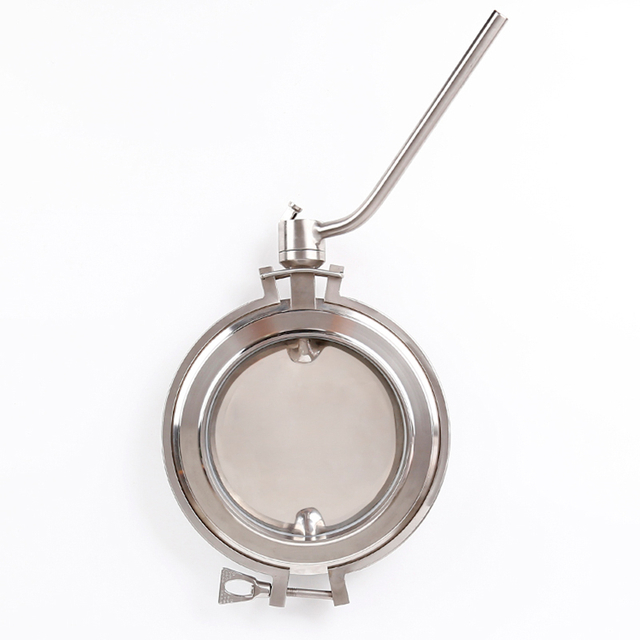 DN200 Sanitary Middle Weld Manual Powder Butterfly Valve stainless steel weld-end body