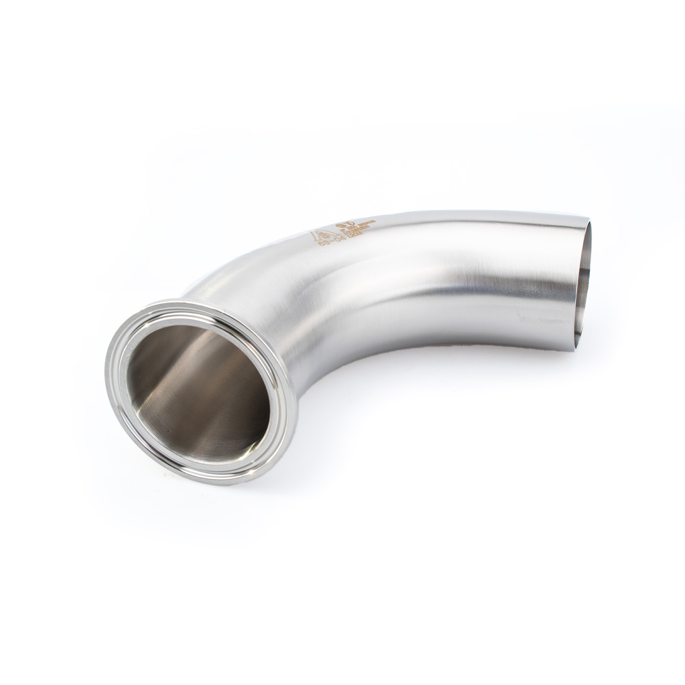 Polished 304SS L2CM 90 degree elbow – 32 RA surface finish sanitary clamp weld fitting