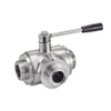 3 Way Sanitary Ball Valve with Tread Ends, Manual Type
