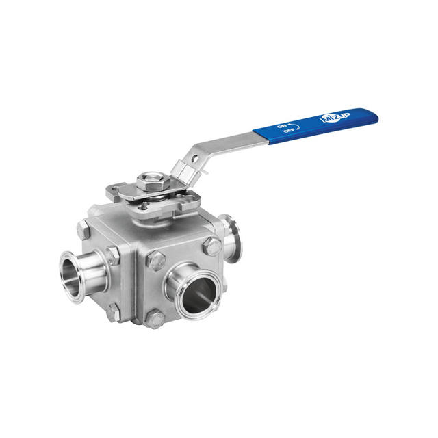Multiport 3-Way Sanitary Ball Valve Manual Mod.SIG/25 - Stainless Steel Tri-Clamp Sanitary Valve for Food Beverage Pharmaceutical Processing