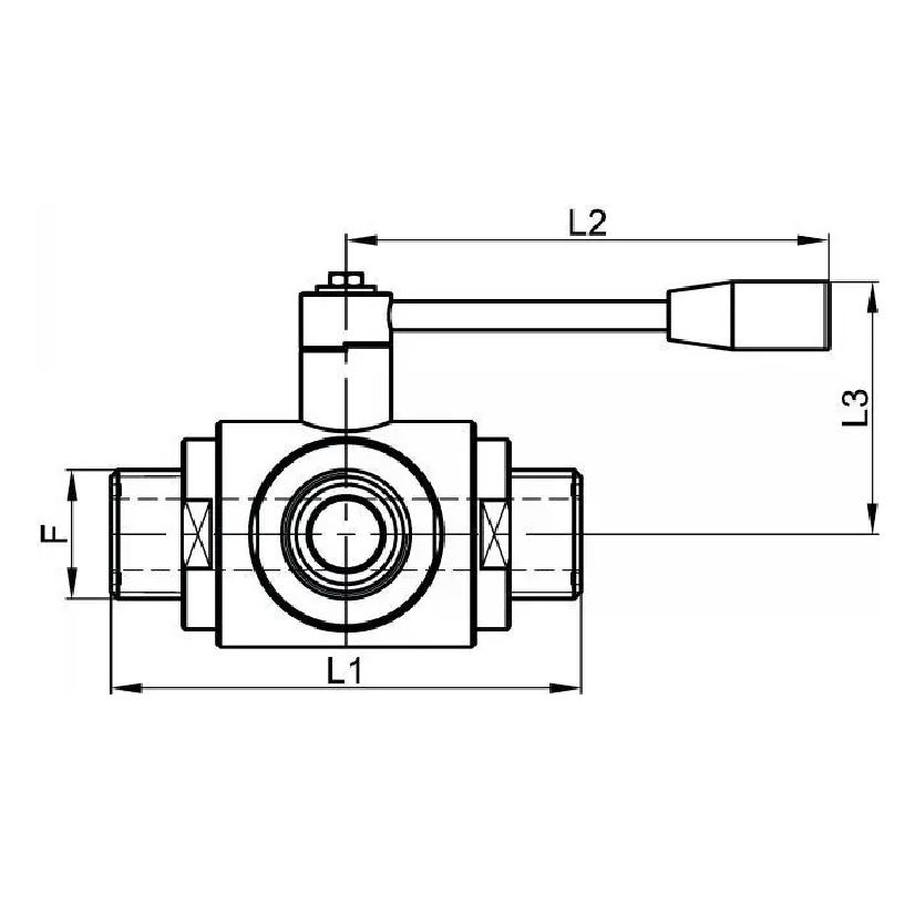 3 Way Sanitary Ball Valve with Tread Ends, Manual Type
