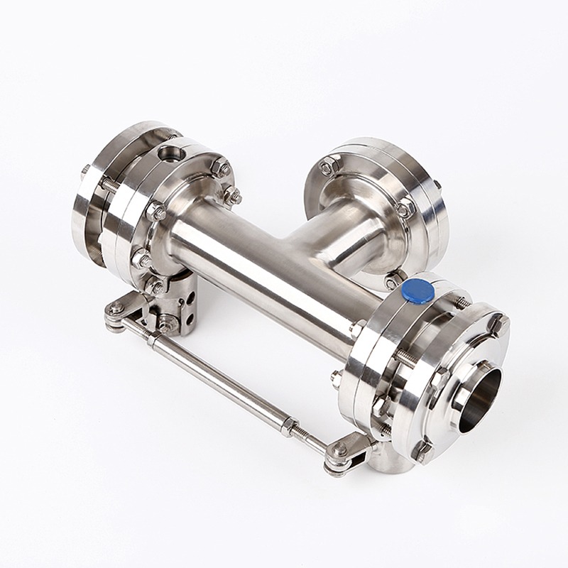 sanitary 3 way butterfly valve 180 degree L port stainless steel 316L