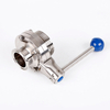 Side view of manual stainless steel butterfly valve with locking handwheel