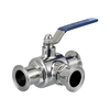 Sanitary 3-Way Ball Valve Manual Mod.SIG/42 – 316 stainless steel tri-clamp diverter valve with manual handle