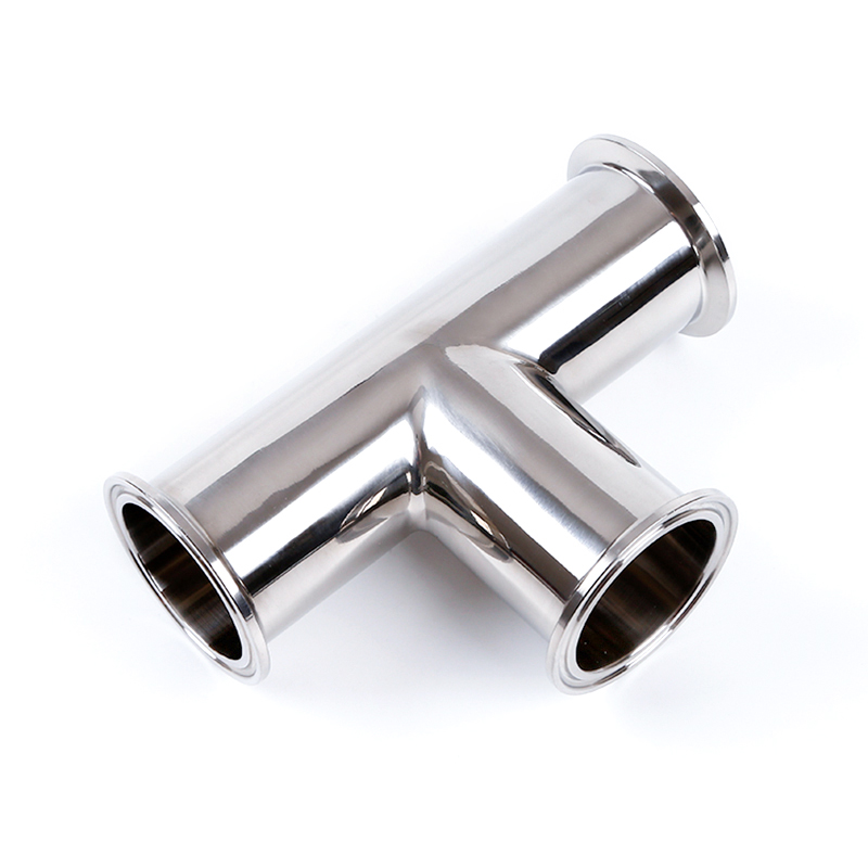 7MP Clamp Tee installed in sanitary stainless steel piping system