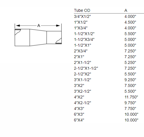 AWF TL31W Concentric Reducer - 316L Stainless Steel Butt Weld BioPharm Fitting